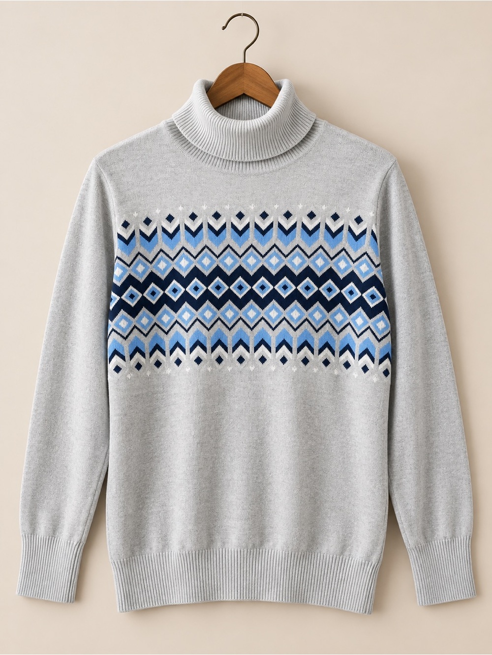 L.L. Bean | Nordic Cotton Cashmere Lightweight Turtleneck 1X Gray Blue